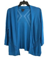 Worthington Woman Open Cardigan Sweater Teal 3/4 Sleeves Size 0X