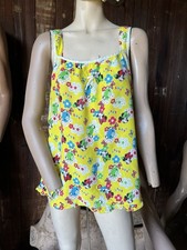 Vintage 70s 80s Pajamas Minnie Mouse Kids Flower Cartoon Print Colorful Tank Top