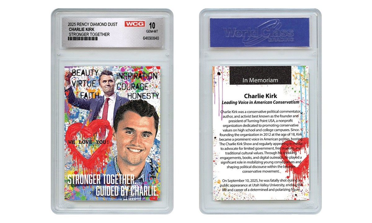 2025 Rency Art Diamond Dust CHARLIE KIRK Stronger Together Card