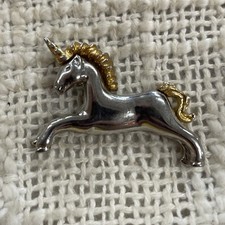 Gold  Silver Toned Leaping Unicorn Charm Pendant