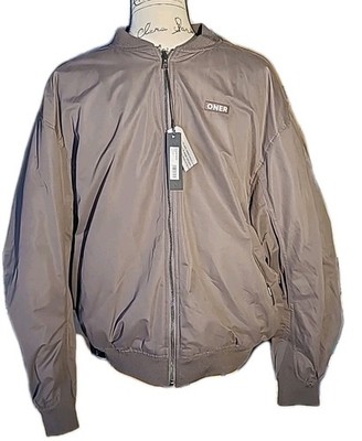 ONER bomber Jacket Mens Medium Reversible Jacket Light Grey  Nwt
