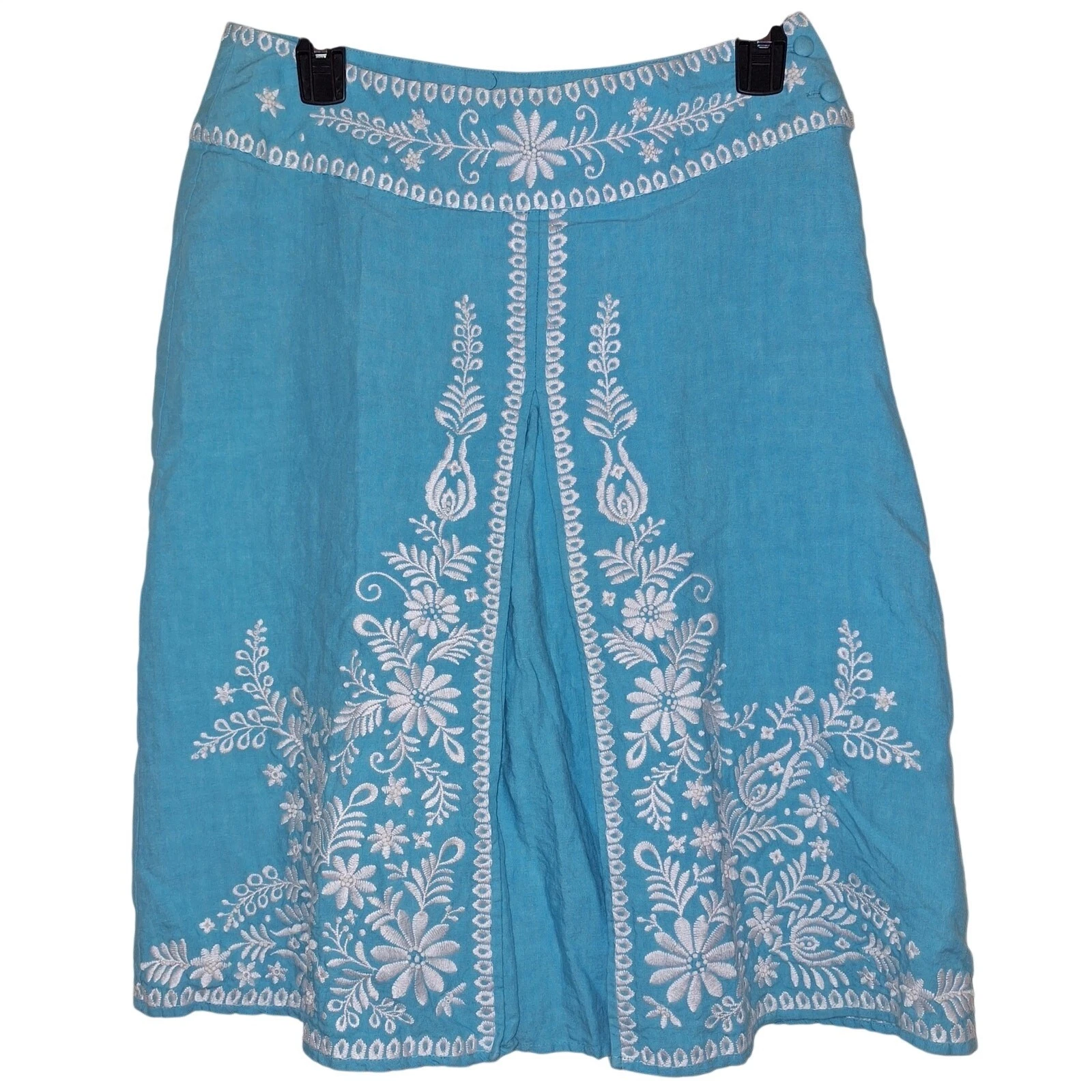 Women's Size 6 100% Linen Embroidered Pastel Beaded Boho Festival Cottagecore