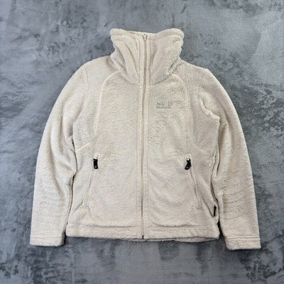 Jack Wolfskin Teddy Fleece Jacke Creme Full Zip Borg Sherpa Damen M