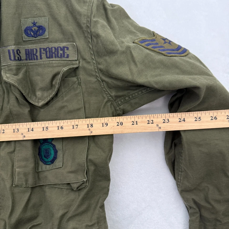 Vintage M65 OG 107 Jacket Mens S Green Alpha Industries US Army Patches 80s - Image 4 of 4