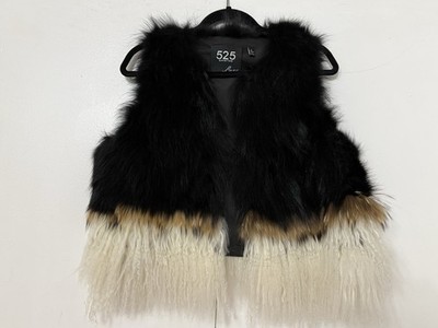 525 America Fur Cropped Vest 100% Genuine Asiatic Raccoon & Lamb