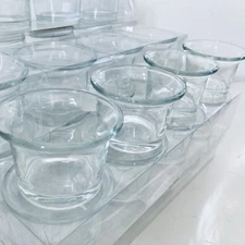 ✨ Set of 4 Clear Glass Candle Vessels – Flared Tealight / Votive Cups ✨