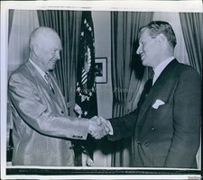 1959 Wash Dc President Eisenhower Gov Nelson Rockefeller Handsh Wirephoto 8X8