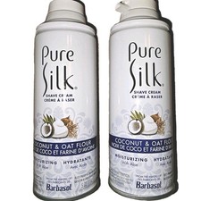 Pure Silk Shave Cream Coconut Oat Flour Aloe 2 Pack 7.5oz Moisturizing Foam