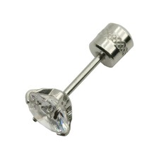 Solid 18K White Gold Filled 6mm Shiny Round Cubic Zirconia CZ Stud Post Earrings