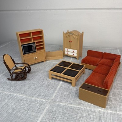 VTG  TOMY SMALLER HOMES DOLLHOUSE FURNITURE LIVING ROOM Couch coffee Table READ