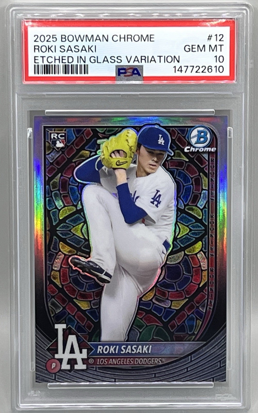 ROKI SASAKI 2025 Bowman Chrome Etched In Glass Variation Rookie PSA 10 SSP POP20