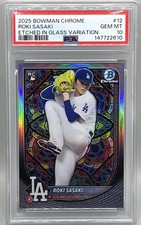 ROKI SASAKI 2025 Bowman Chrome Etched In Glass Variation Rookie PSA 10 SSP POP20