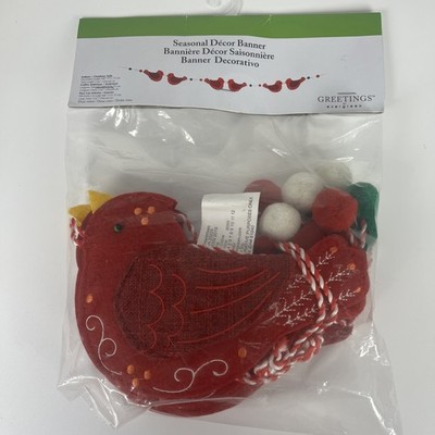 Christmas Cardinal Felt Banner Decor Banner Greetings By Evergreen 