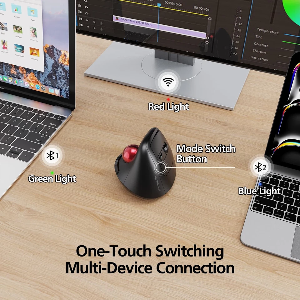 MicroPack Ergonomic Wireless Mouse with Trackball and 5 Adjustable DPI, Easy ... - Image 4 of 4