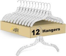Crystal Cut Clear Hangers Set Heavy Duty For Nonslip Coat and Shirt 12 Pack