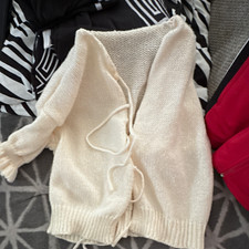 Damen Strickpullover Weiß Gr. M V-Ausschnitt...