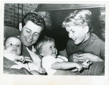 Eddie and Debbie Reynolds w/ Baby Carrie ? Vintage Original 1958 UPI Photograph
