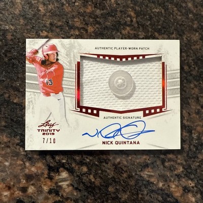 2019 Leaf Trinity Nick Quintana Tigers Prospect Patch Button Auto Ruby  #d 7/10