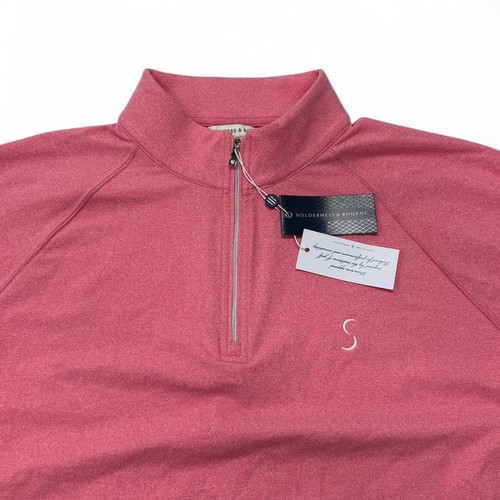 Holderness & Bourne 1/4 Zip Westland Men Medium Pink Golf Tailored Pullover NWT - Bild 4 von 12