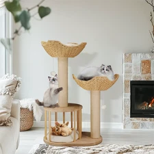 3-Tier Cat Climbing Tree Indoor Kittens Activity Center Tower with Scratching Po