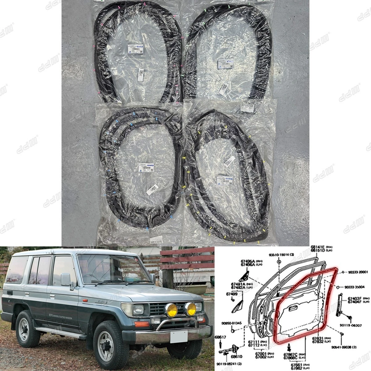 ランクル70 hzj76.78 ウェザーストリップ 1 Set Door Rubber Weather Strip For Toyota Land Cruiser 70 75 78 4