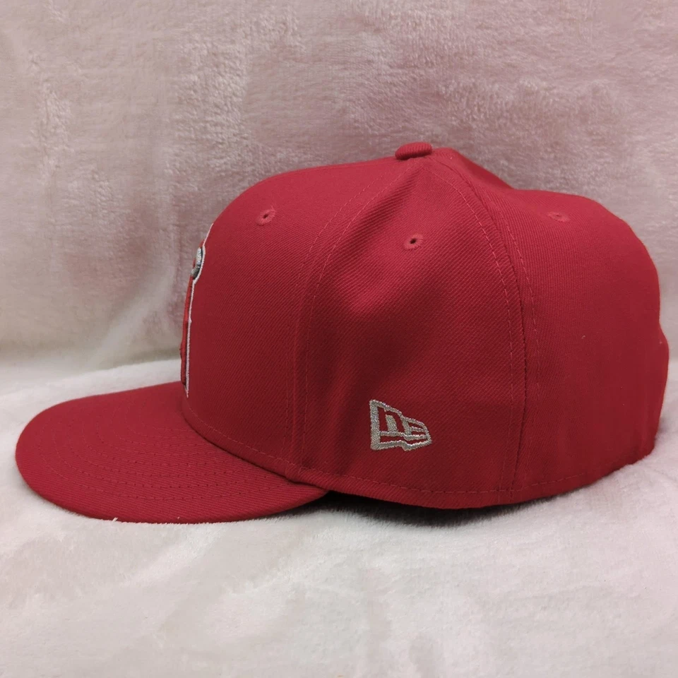 Los Angeles Angels Hat Cap Fitted Mens 7 5/8 Red MLB Baseball 59FIFTY New Era - Image 3 of 4