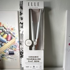 ELLE Ceramic Tourmaline Flat Iron 1 Inch 430 F Auto Shut-Off White Rose Gold