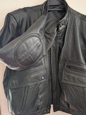Vintage Bermans Leather Motorcycle Jacket Black Size 44 Street Legal Sharp 