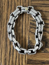 David Yurman Sterling Silver and 18k Gold Double Cable Empire Link Bracelet 8.5”