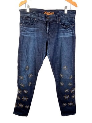 LUCKY LEGEND Women's Dark Wash Embroidered Beaded Sienna Jeans Size 28