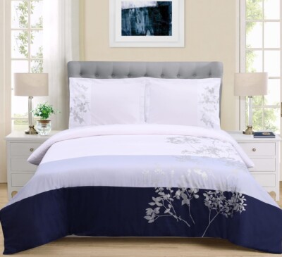 Superior Sydney 3 piece Cotton Duvet Cover Set King/Cal King Blue New