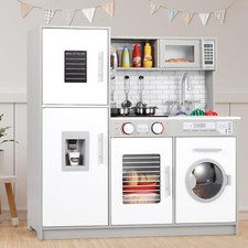 Pretend Kitchen Playset for Kids Wooden Cooking Toddlers Toys Gifts with Storage