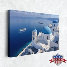 Beneath the Blue Domes Wall Art, Canvas Print for Home Decor, Wall Decor Poster