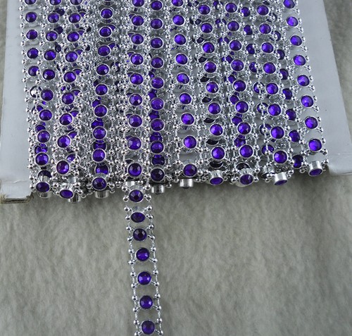 Disfraz de moda 3 filas redondas vidrio diamantes de imitación oro cadena plástico 10 yardas - Imagen 12 de 18