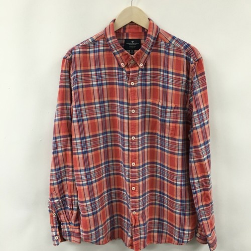 Mens XL AMERICAN EAGLE Seriousy Soft Flannel Linen Cotton Plaid 40c - Picture 4 of 5