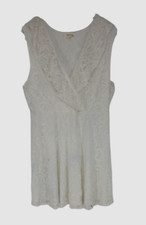 $185 Monteau Women's White Sleeveless V-Neck Floral Lace Mini Dress Plus Size 2X