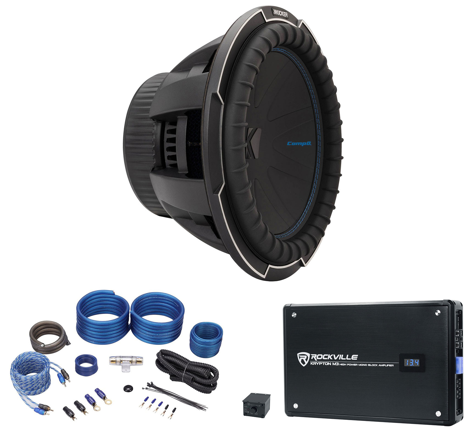 Автомобильный сабвуфер Kicker 51CWQ122 COMP Q 12 мощностью 1000 Вт моноусилитель Комплект усилителей CWQ122 66890₽