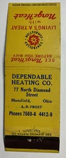 Mansfield Ohio Matchbook Cover Norgeheat Furnace Heating HVAC