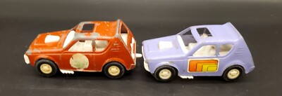 Vintage Lot Of 2 Tootsie toy 4'' Purple & Orange Gremlin Toy Car Made USA B5