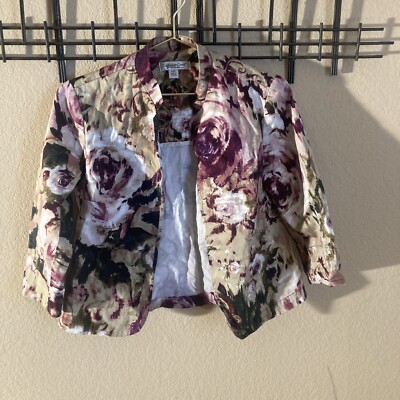 Beautiful Women's PSX Coldwater Creek Multi-Color Floral Button Blazer Jacket