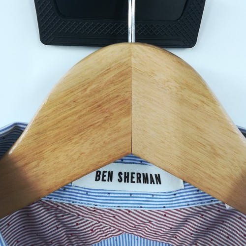 Ben Sherman Striped Polka Dot Button Up Shirt Size XL Blue Red Contrast Cuff - Picture 7 of 8