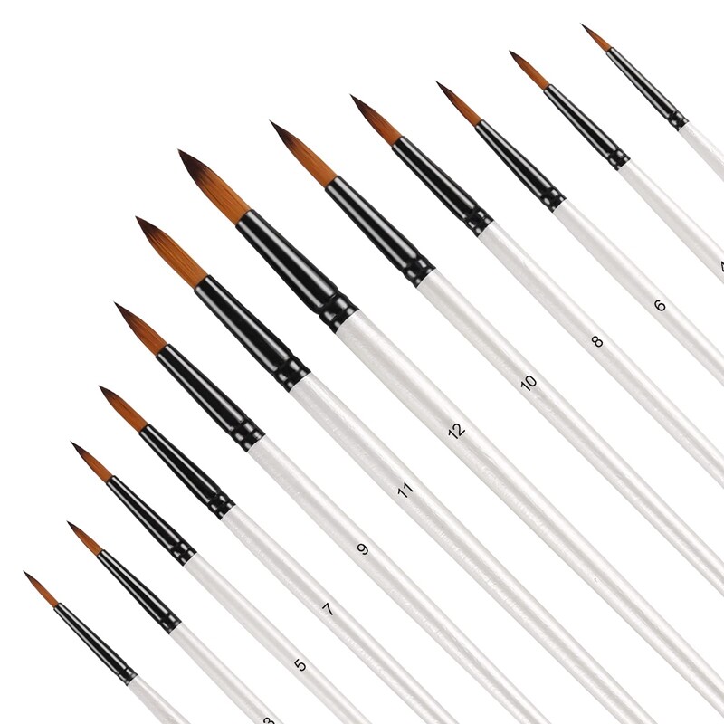 12Pcs Acrylic Paint Brushes Set, Professional RoundPointed Tip Artist4737 eBay