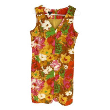 Talbots Floral Sleeveless Shift Dress Multi Color Cotton Lined Size 12P
