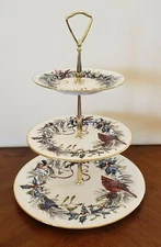 Lenox Winter Greetings Christmas 3 Plates Tier Tidbit Server Tray Cake Stand