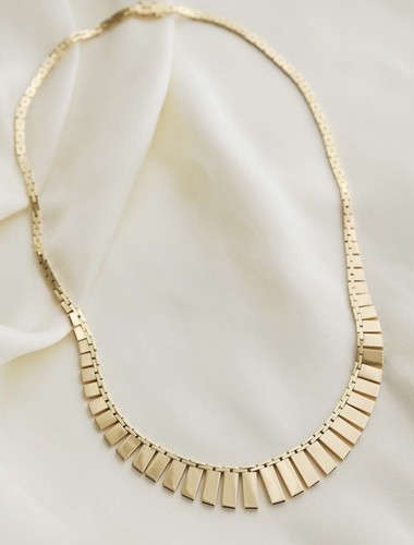 14kYellow Gold 3-7mm Vintage Fringed Cleopatra Link 16in Choker Necklace - Picture 3 of 10