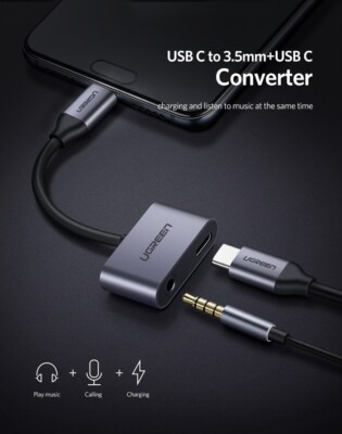 Ugreen USB C to 3.5mm Jack Adapter USB Type C Charging Cable AUX Audio Ear