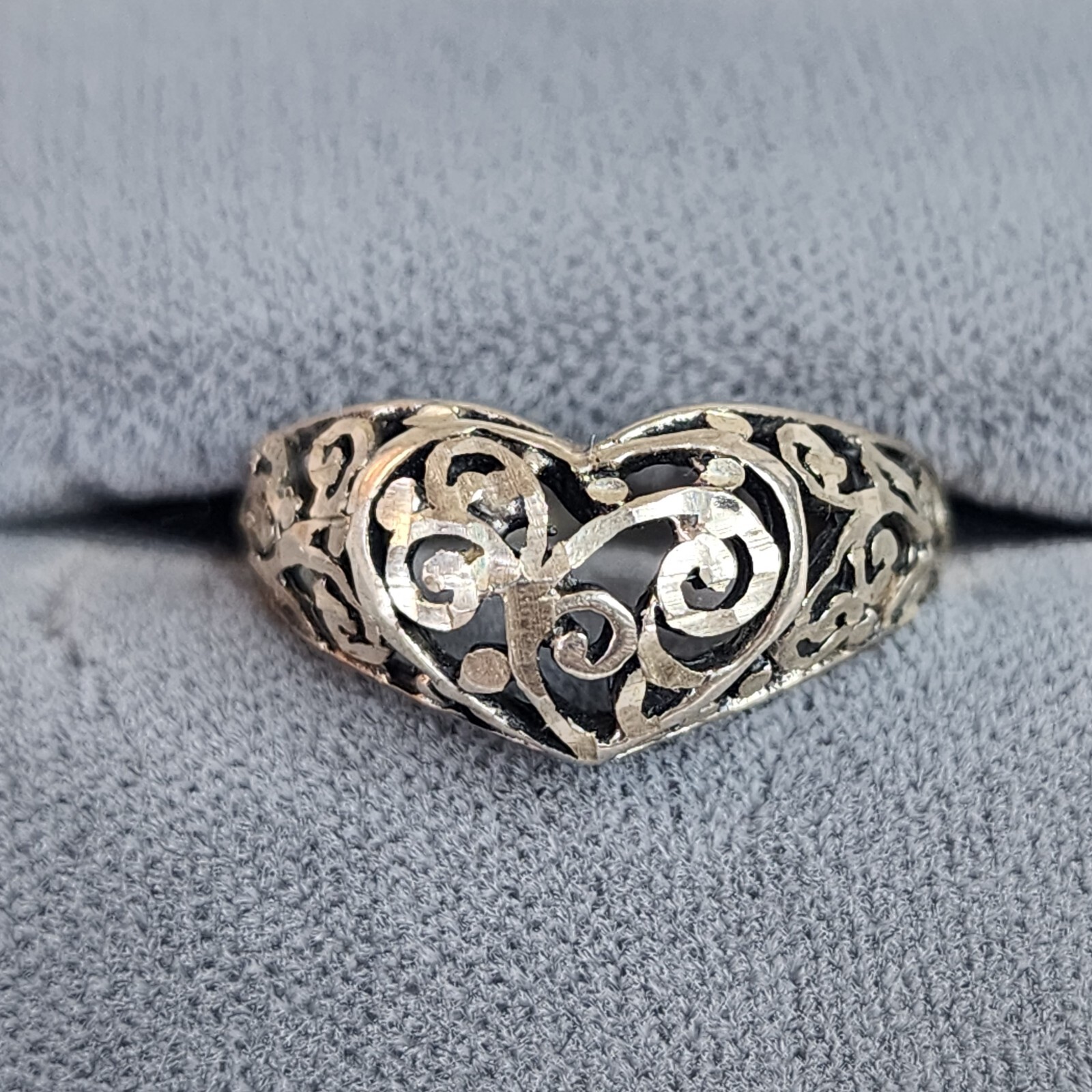 VTG Sterling Silver .925 Signed SC Filigree Heart Ring Size 8 | eBay