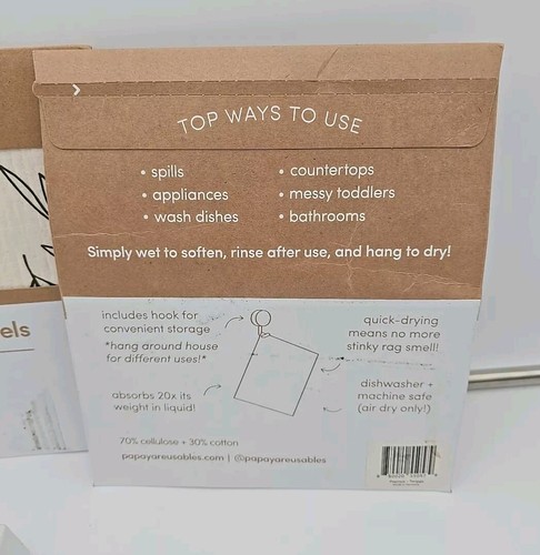 Reusable Paper Towels Papaya 2 Sheets Per Pack Lot Of 2 With 2 Hooks New - Picture 3 of 5