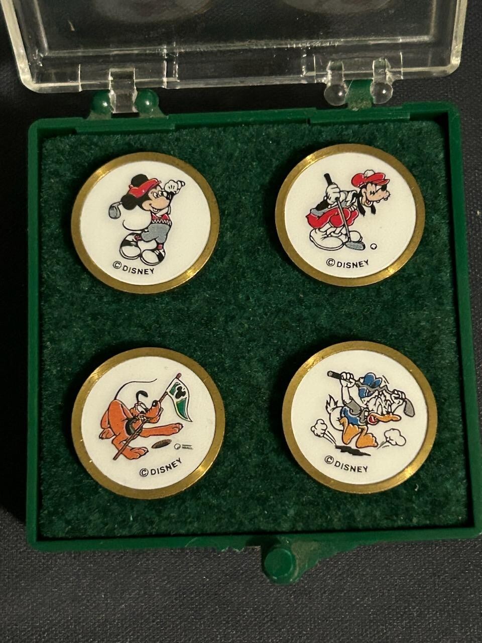 Vintage Disney Brass Golf Ball Markers Mickey Mouse Pluto Goofy Donald