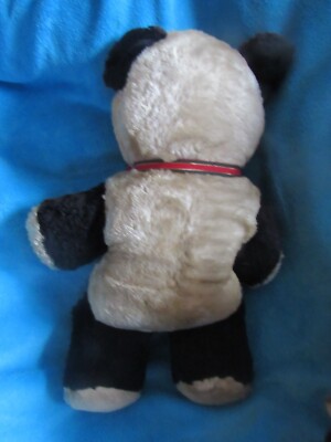 VINTAGE TEDDY BEAR PLUSH BLACK WHITE PANDA BIG GOOGLIE EYES 195O